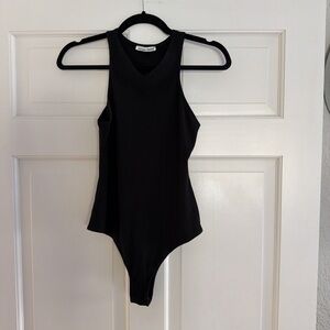 Reformation Black Ribbed Bodysuit